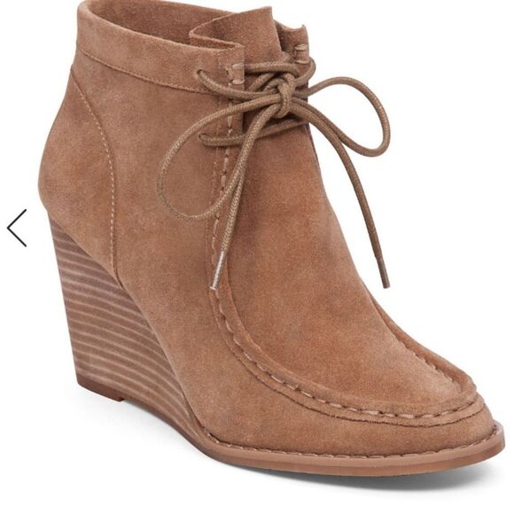 Lucky Brand Ysabel Black Suede Wedge Chukka Bootie - Picture 2 of 13